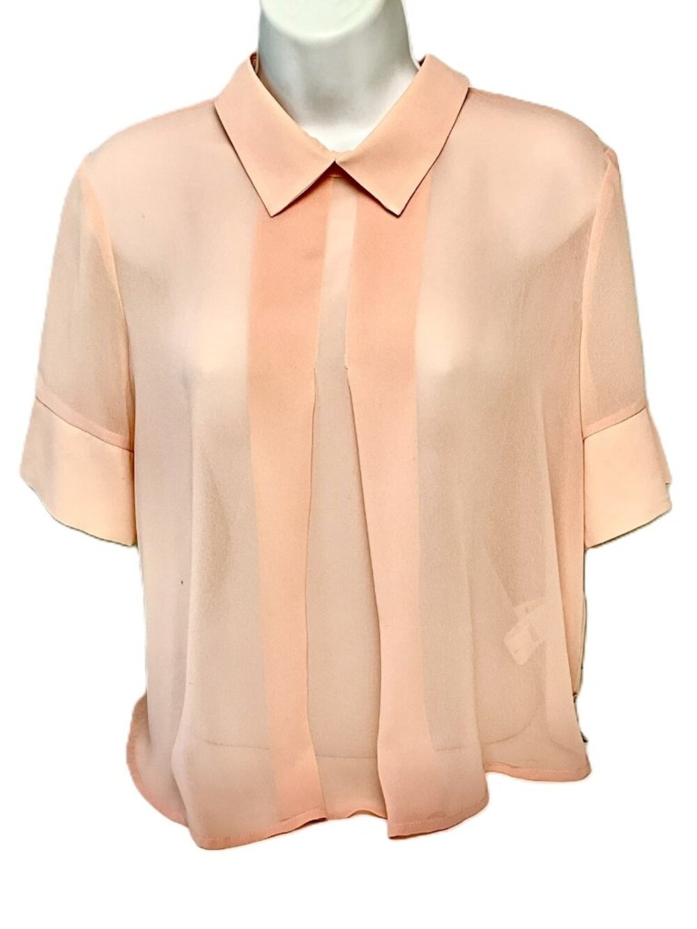Relish Peach Collared Short Sleeve Blouse Top Size L Italy